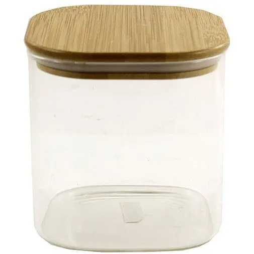 Банка для зберігання квадратна скляна Lumines з бамбуковою кришкою 10 x 12 см TS23017B