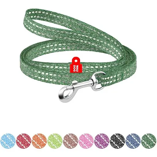 Повідець для котів та дрібних порід собак Waudog Re-cotton з відновленої бавовни світловідбиваючий, XS зелений - фото 3