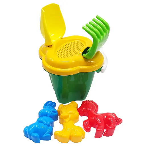 Набір для пісочниці "Дзвіночок №1" Colorplast 0978 відерце, лопатка, граблі Зелений - фото 1