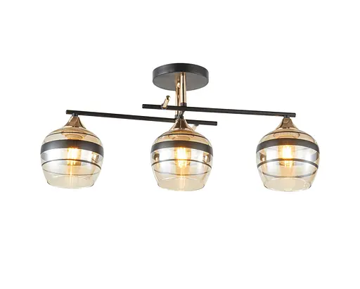 Люстра стельова на 3 плафони 6311-3 (Чорний+Золото)