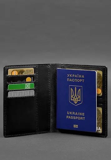 Кожаная обложка-органайзер для документов 6.1 черный краст - фото 6