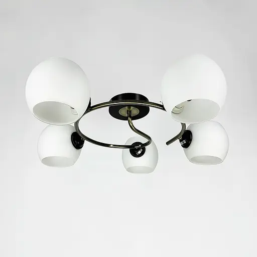 Стельова люстра з кругом в чорному корпусі на 5 плафонів Line.F 51925/5B - фото 1