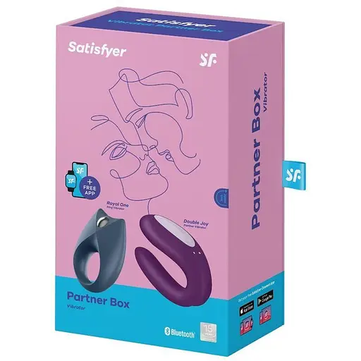 Набір Satisfyer Partner Box 2 смарт-вібратор для пар Double Joy + віброкільце Royal One 