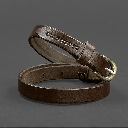 Узкий женский кожаный ремень BlankNot 15 мм Коричневый - фото 2