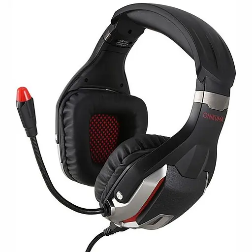 Проводная игровая гарнитура Onikuma Gaming with LED K12, USB, 3.5mm, 2.2m, black-red - фото 2