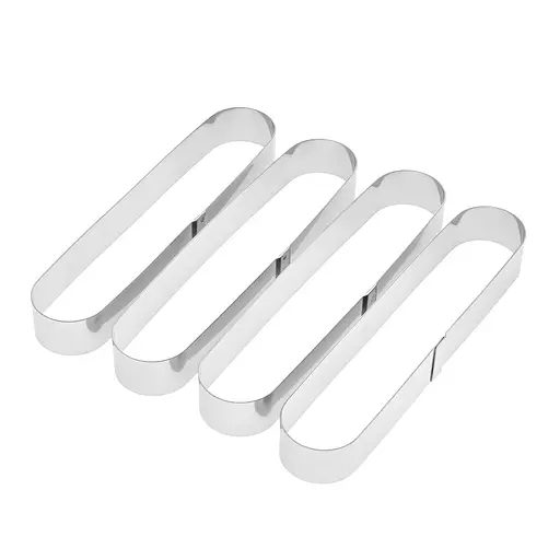 Металеві овальні формочки порційні для еклерів, тістечок та тарталеток 20х4х2.5 см (набір з 4 штук), Master Class Сірий 87229 - фото 2