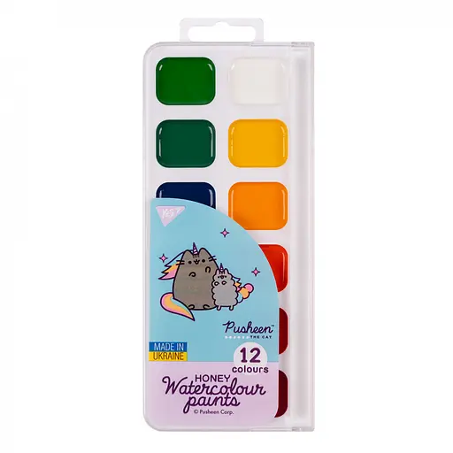 Фарби акварельні Yes Pusheen, 12 кольорів, медові, без пензля