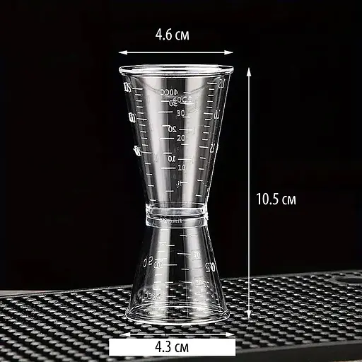 Джигер мірна склянка 40/20 мл для бармена пластиковий, мірник для бару, Kitchen Master 87561 - фото 3