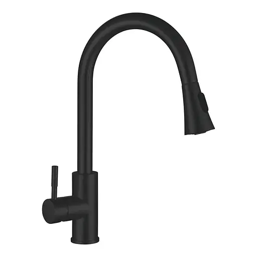 Смеситель для кухни с выдвижным изливом Mixxus SUS-014-B Black MI5862 Черный матовый - фото 1