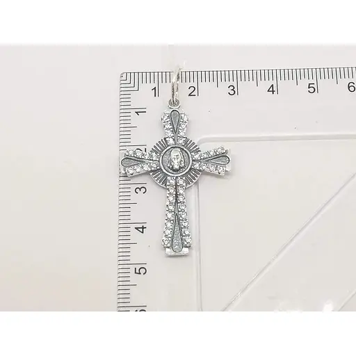 Серебряный крест Стерлинг 9 с фианитами. 32500 - фото 4