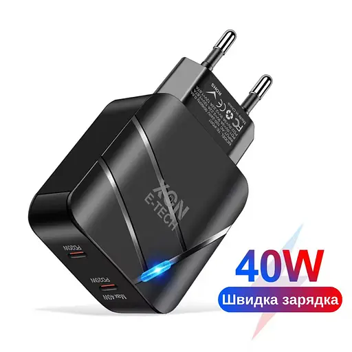 Зарядное устройство XON PowerCharge 40W (PD20) USB Type-C (PCWC040020A0С2B 6099) Черный - фото 1