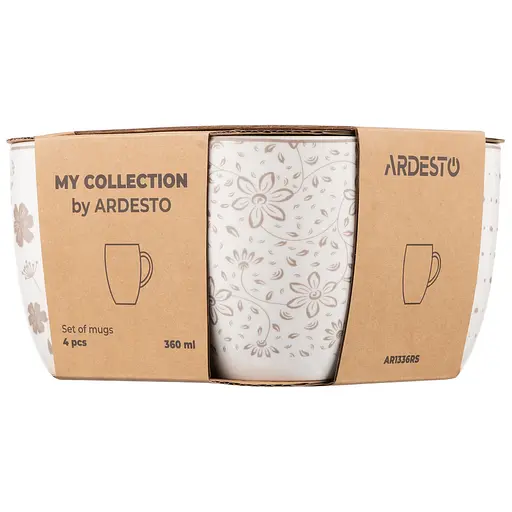 Набір чашок Ardesto Ravenna порцеляна 360 мл біло-бежевий 4 шт. (AR1336RS)