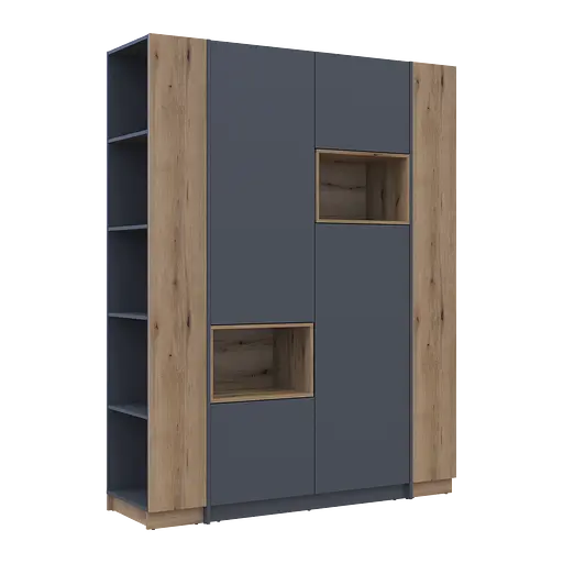 Шкаф для одежды с нишей и этажеркой Doros Дейл Графит/Дуб Эвок 2 ДСП 143.2х52х220 (42005154) - фото 6