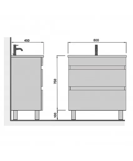 Тумба Мойдодир MoonShine 80 з умивальником Su-80 на ніжках Білий - фото 5