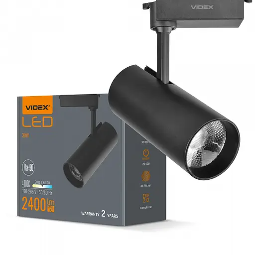 LED светильник трековий VIDEX 30W 4100K черный - фото 1