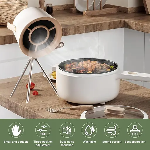 Портативна витяжка Roadtime, портативний витяжний вентилятор із 3 швидкостями, настільний витяжний вентилятор для кухні з штативом - фото 6