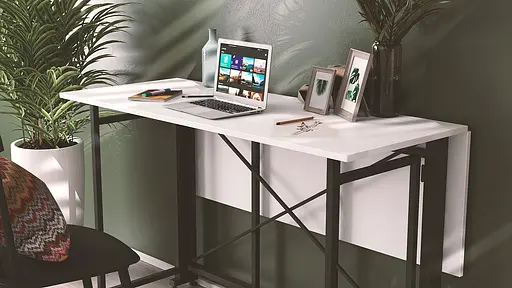 Стіл-книга трансформер Оріон 3 Ferrum-decor 750x1150x880 Чорний метал ДСП Біле 16 мм (FRD-105081) - фото 5