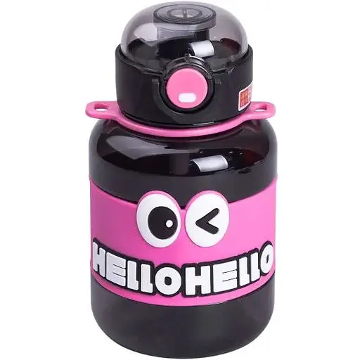 Дитяча пляшка для води Yiwu HELLO-HELLO 680 мл з ремінцем, чорний Yiwu HP-14-46B - фото 2