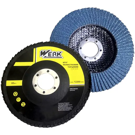Диск лепестковый Werk 5436706 цирконий плоский 125х22.2 зернистость Р120 Т27 (76096)