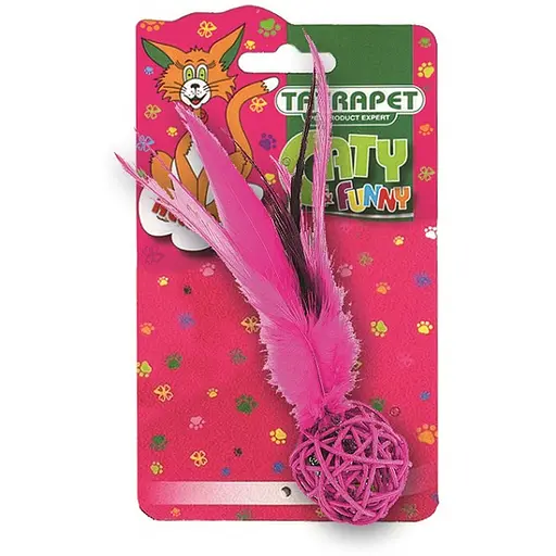 Игрушка для кошек TatraPet Caty Funny шарик с перьями в ассортименте 14 x 4.5 см