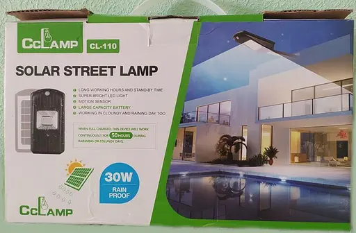 Вуличний вологостійкий ліхтар світильник сонячний Сclamp СL-110 з датчиком руху 30W Чорний - фото 10