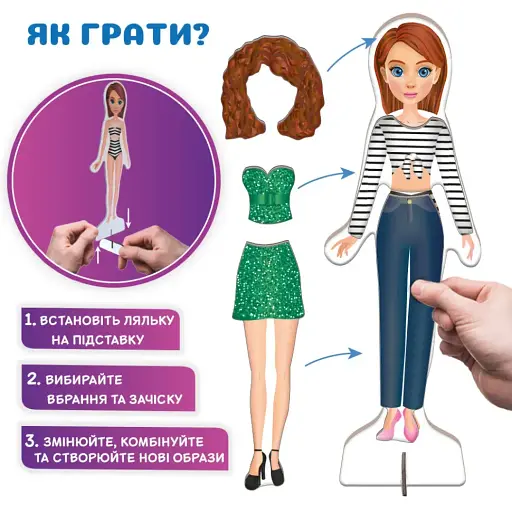Настільна магнітна гра Magdum Magnetic dolls магнітна лялька та 27 магнітів ML4032-09 EN   - фото 3