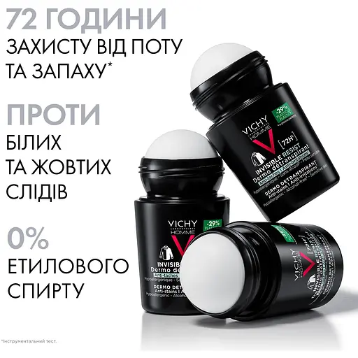 Дезодорант-антиперспірант Vichy Homme Invisible Resist кульковий 72 години захисту 50 мл - фото 5