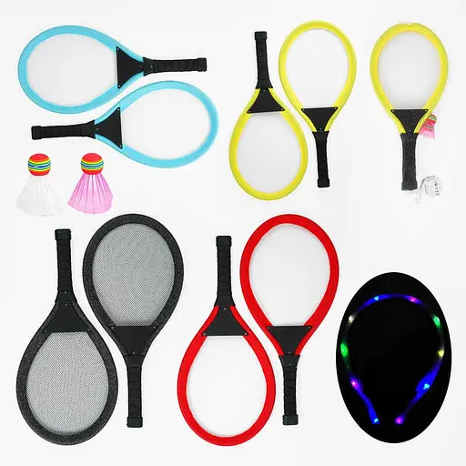 Набор ракеток 9352 L, 2 ракетки 57см, 2 воланчика, подсветка, в сетке (6966814300061) МІКС - фото 1