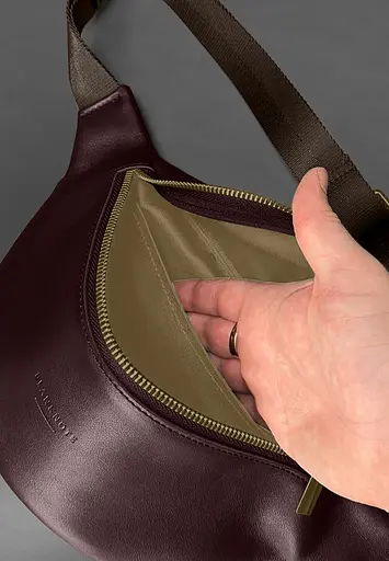 Шкіряна поясна сумка-бананка Kanny бордова - фото 5