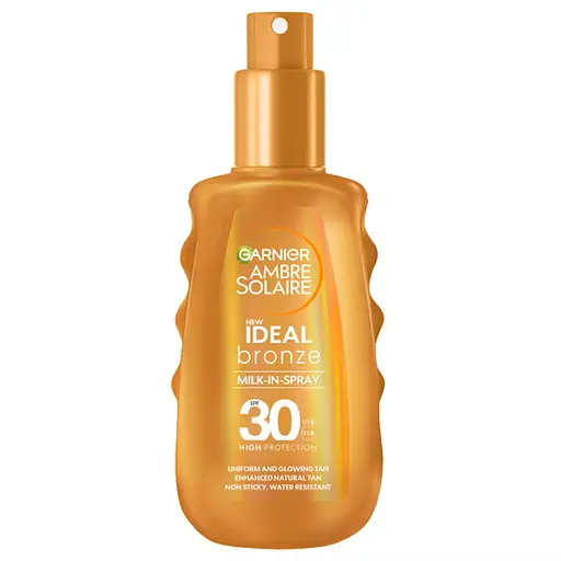 Спрей-молочко Garnier Ambre Solaire  Ideal Bronze Milk in Spray сонцезахисний водостійкий для шкіри тіла та обличчя SPF 30 150 мл - фото 1