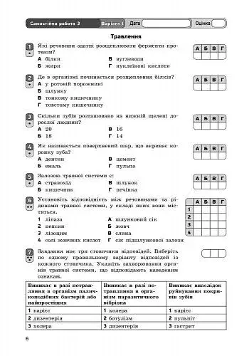 Біологія. Зошит для контролю навчальних досягнень учнів 8 клас - фото 6