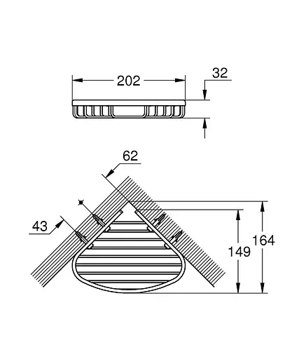 Полочка одинарная угловая Grohe BauCosmopolitan 40664001, Хром - фото 2