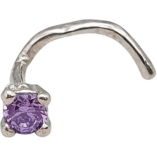 Серебряная серьга-пирсинг в нос. 1018.6С Сиреневый - фото 1