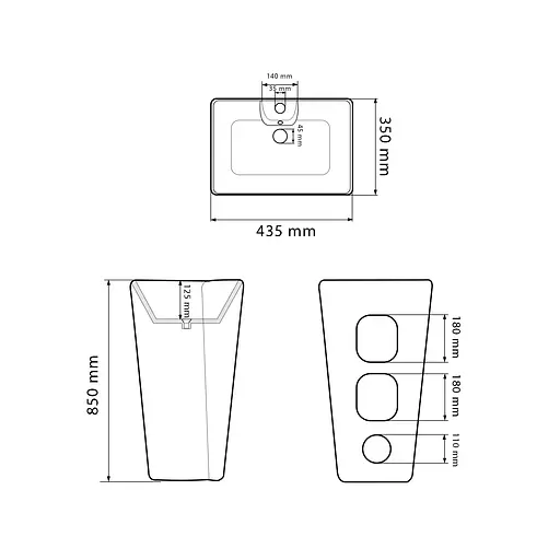 Умивальник VBI Verese black glossy напольний VBI-019006, Чорний матовий - фото 2