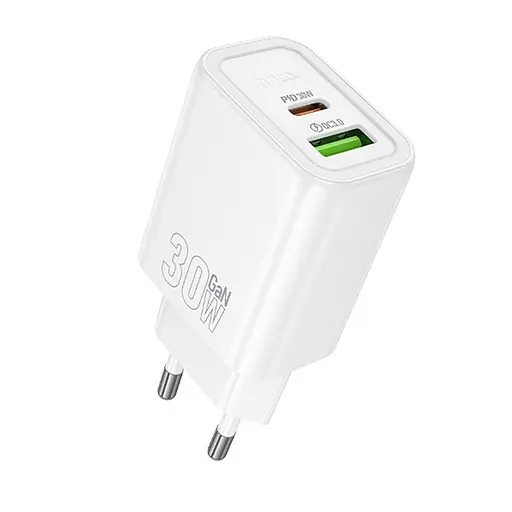 МЗП Hoco N63 Gentle PD30W+QC3.0 (1USB-A/1C) + кабель Type-C to Lightning White - фото 5