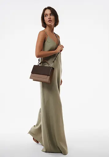 Жіноча шкіряна сумка Grace темно-коричневий/карамель - фото 3