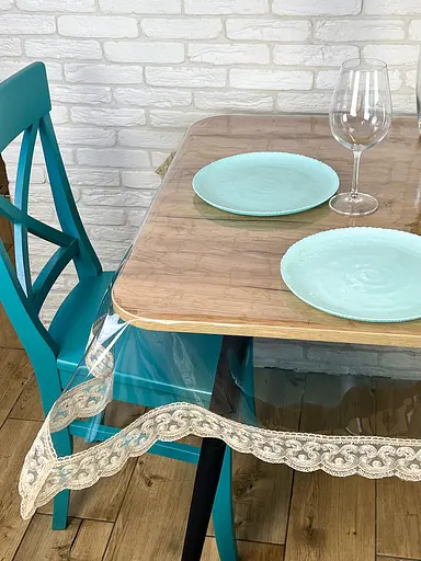 Силіконова скатертина з бежевим мереживом Арка 7 см 400х140 см - фото 5