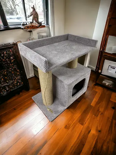 Домик когтеточка с лежанкой для кота 65*55*35 см Мокко - фото 4
