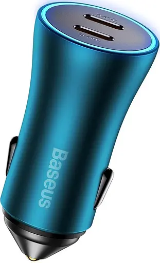 Автозарядное устройство Baseus Golden Contactor Pro 40 W 2 порта Type-C (CGJP000003) синий - фото 1
