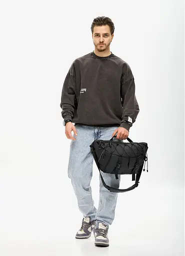 Мужская сумка-бананка под ноутбук Sambag Urban Pro черная 46×26 см (51411264m) - фото 2