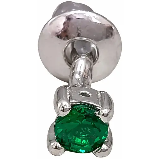 Серебряная моносерьга пуссета с фианитом. 3003.7С Зеленый - фото 1