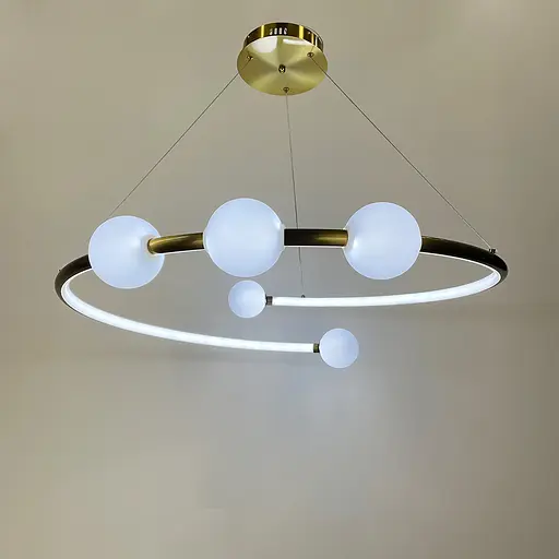 Дизайнерська латунна LED люстра з акриловими кульками Ø 80 см Line.F MJ 76-800 AB - фото 6