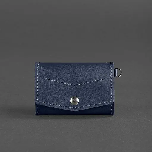 Кожаная монетница с клапаном 1.0 темно-синяя - фото 7