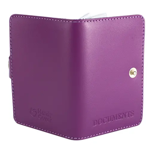 Обложка на документы кожаная на кнопке HC0035 фуксия - фото 5