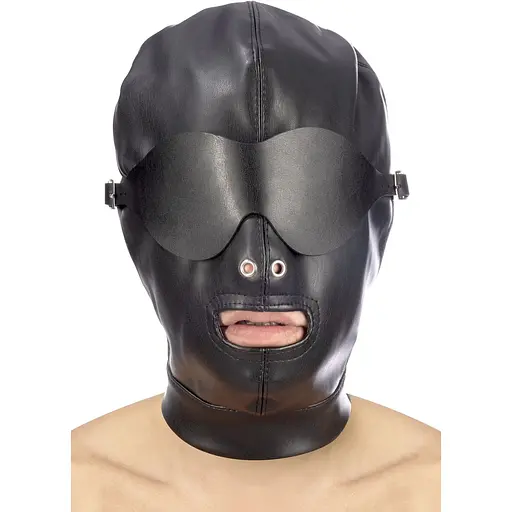 Капюшон для БДСМ зі знімною маскою Fetish Tentation BDSM hood in LeaTherette With removable mask