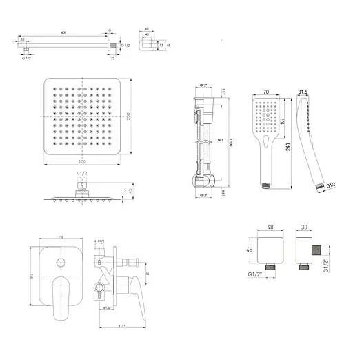 Душова система прихованого монтажу Imprese Praha New f03005501QA, Хром - фото 2