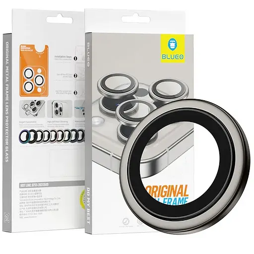 Захисне скло BlueO Metal на камеру для Apple iPhone 16 Pro/16 Pro Max/15 Pro/15 Pro Max Сірий/Natural Titanium - фото 4