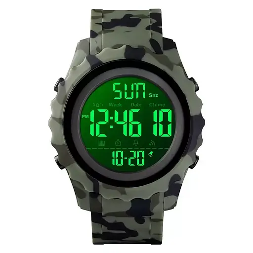 Спортивний наручний годинник Skmei 1624 Зелений камуфляж - фото 2