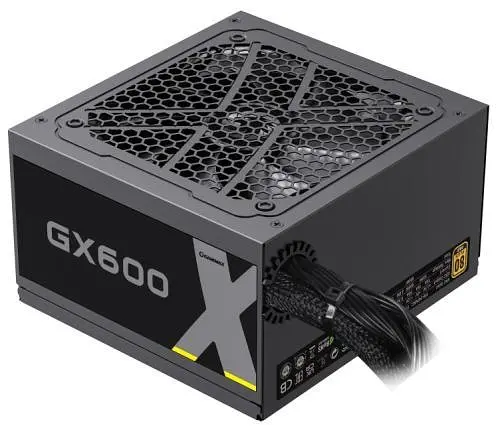 Блок питания 600 Вт, GameMax GX-600, черный, 80+ золотистый, Active PFC, 12 см, 3xMolex/6xSATA/4x6+2-pin/2x4+4-pin - фото 1