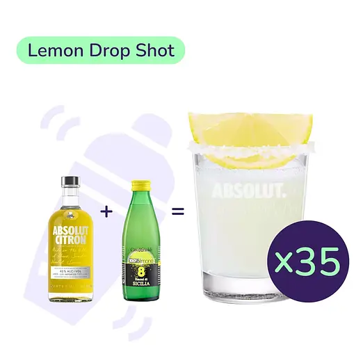 Коктейль Lemon Drop Shot (набір інгредієнтів) х35 на основі Absolut Citron - фото 1